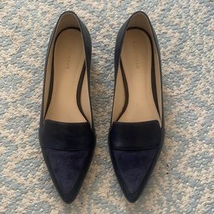 Call Hannah navy blue flats like new condition. Leather with suede detail on toe